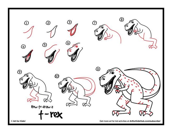 Как нарисовать динозаврика легко
