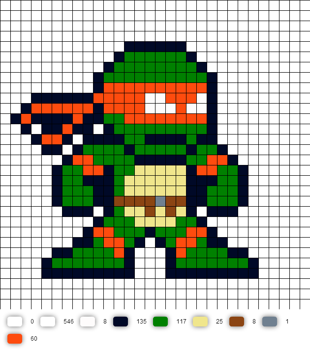 Рисунки по клеточкам черепашки ниндзя