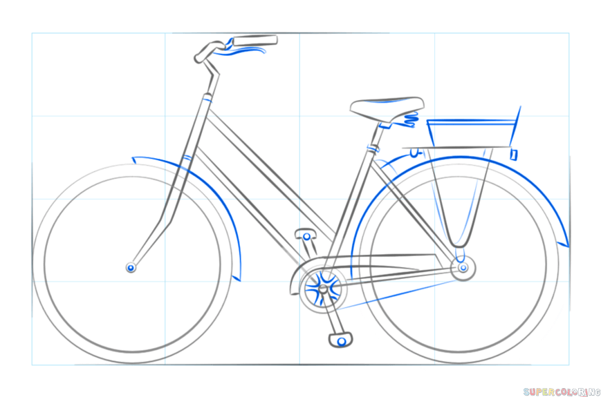 Как нарисовать скоростной велик поэтапно