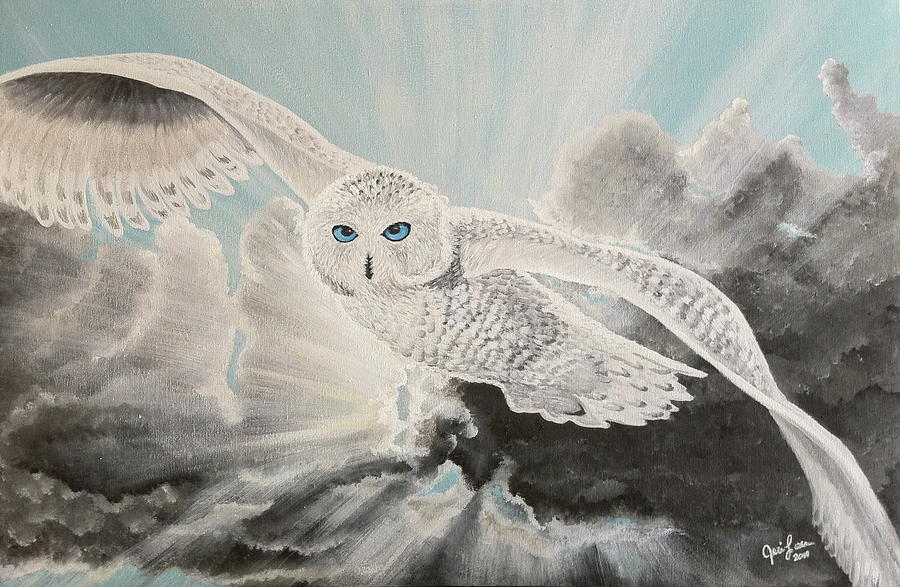 snow owl with blue eyes gerilou smith