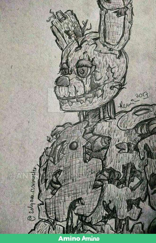 Springtrap рисунок карандашом