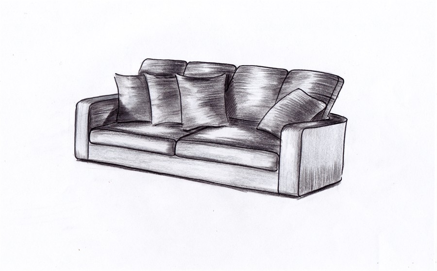 Угловой диван рисунок карандашом