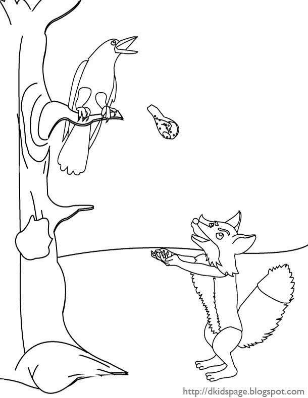 the fox and the crow coloring page