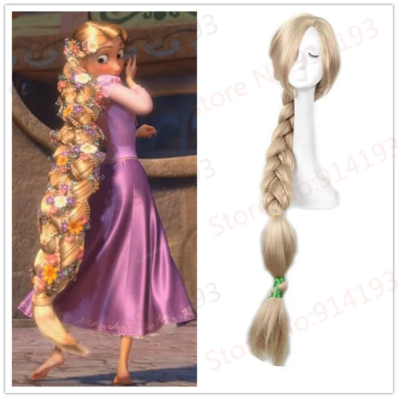 Nieuwe Movie Tangled Prinses Rapunzel Pruik Extra Lange Blonde Vlecht Synthetische Anime Cosplay Pruik Gratis pruik