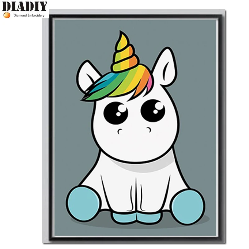 Diamond painting cartoon unicorn Diy Diamond Drawing crafts Needlework round drill diamond Mosaic pasted Diamond embroidery