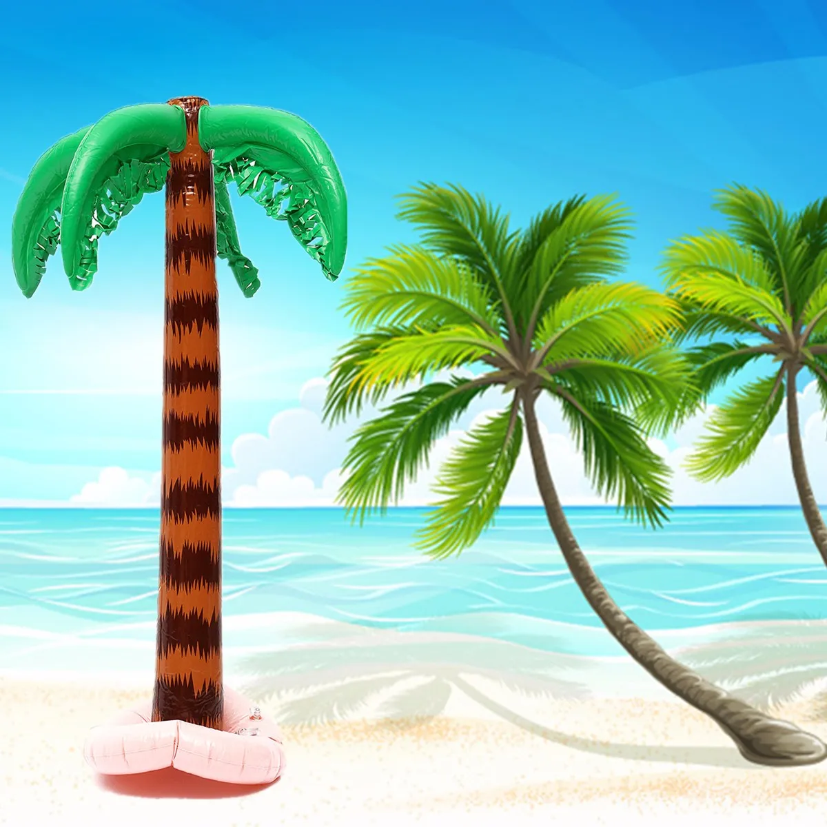 Inflatable Palm Tree 90 x 27 5cm Blow Up Hawaiian Luau Summer Beach Pool Party Toy