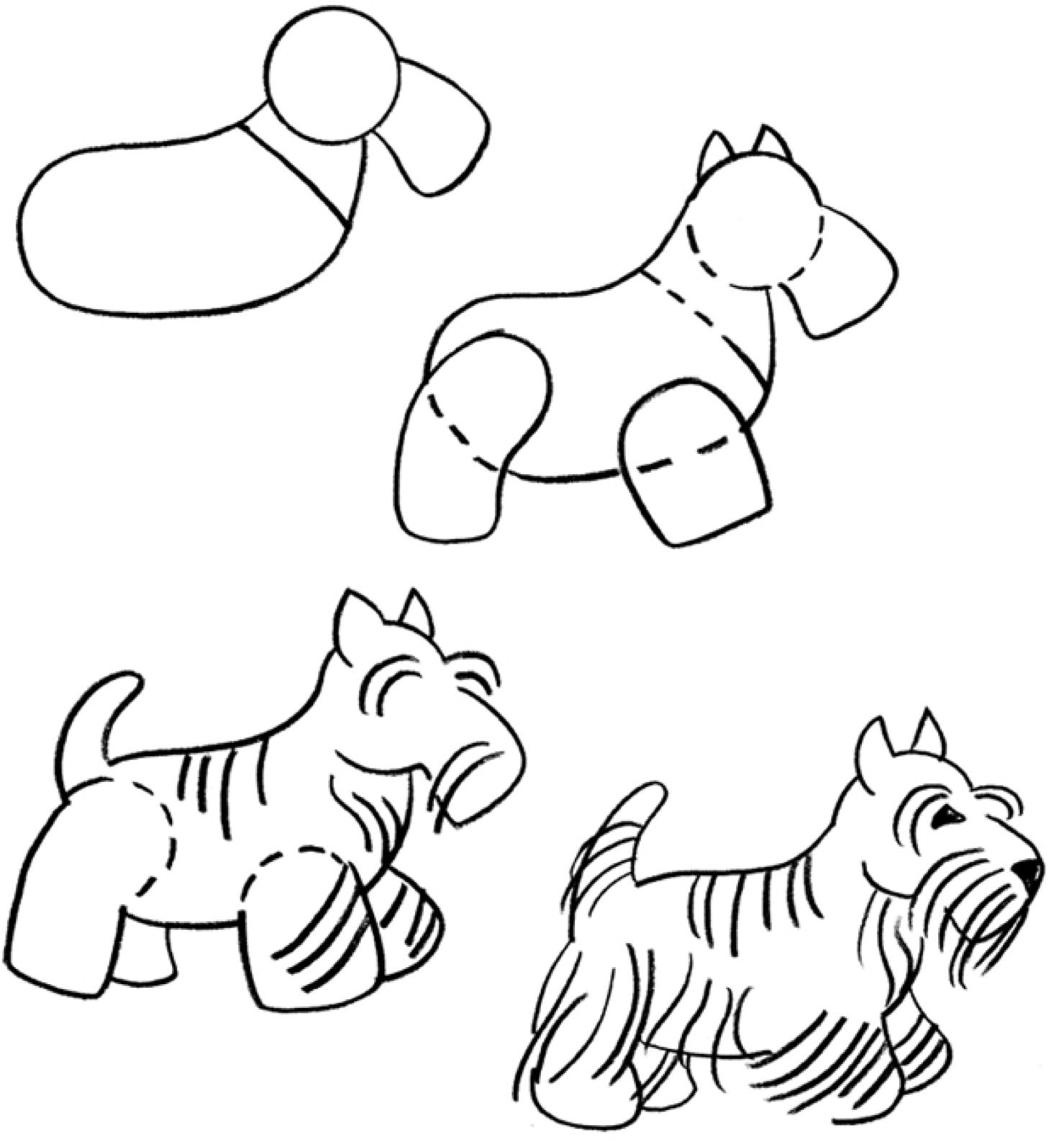 Поэтапное рисование собаки для детей