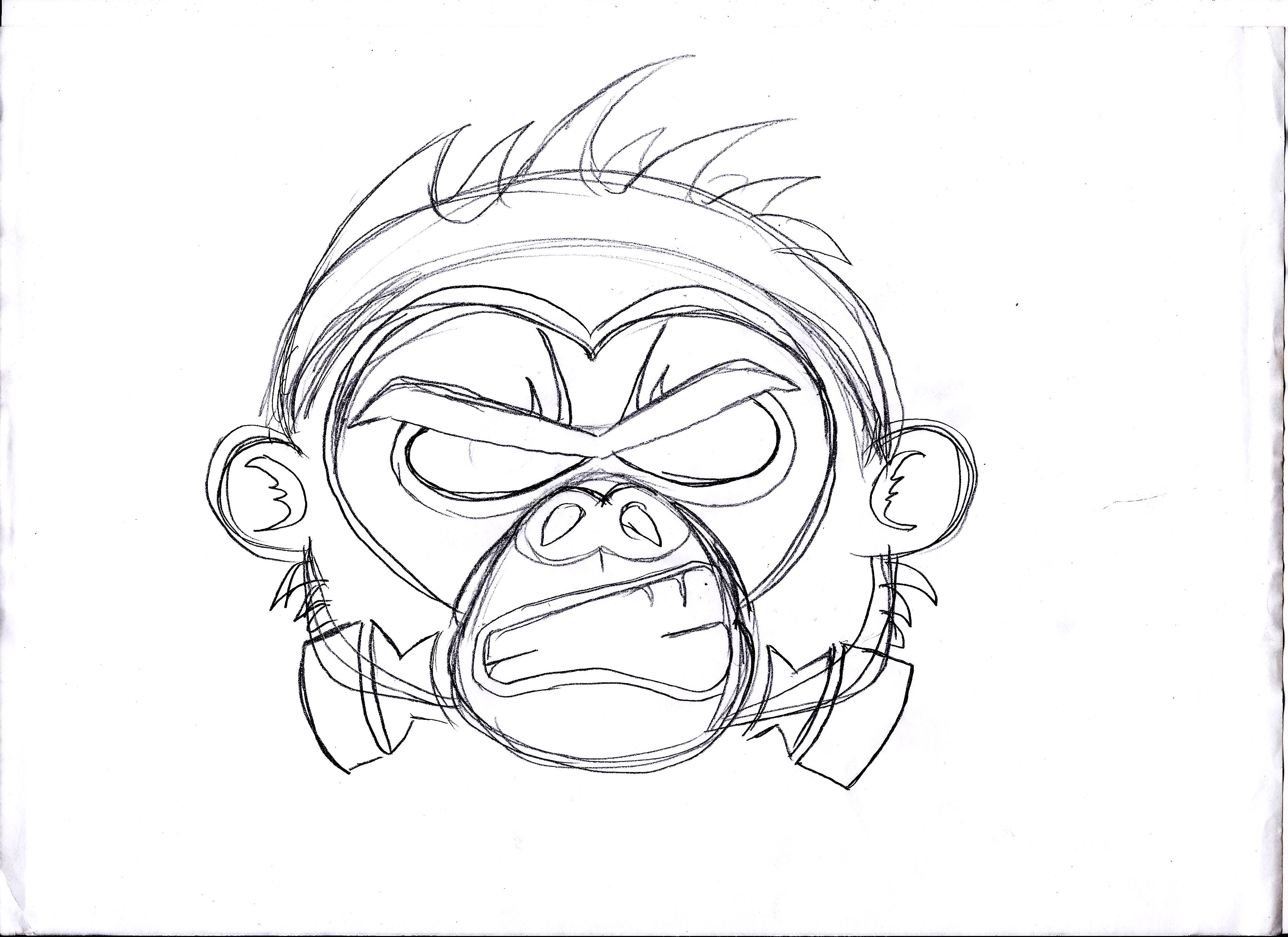 mean looking monkey sketch by Guy Tasker 2cooldesign