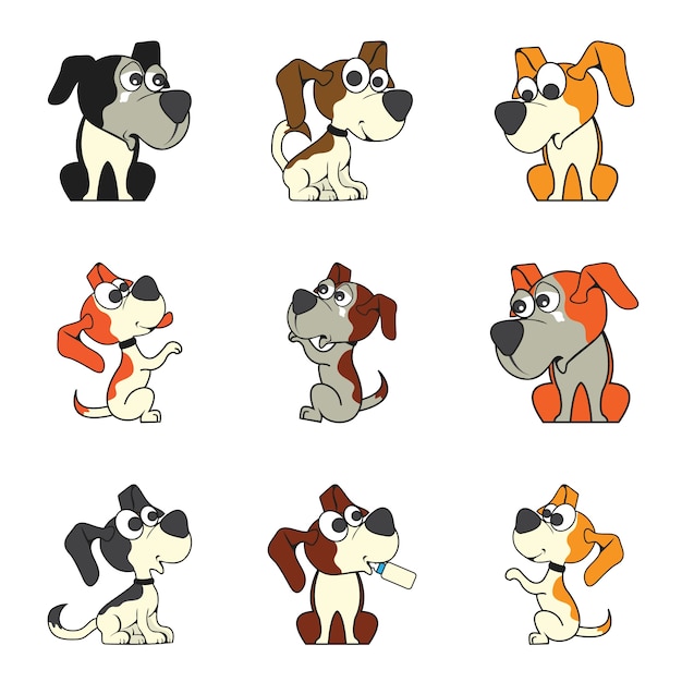 set of cute cartoon dog 1447 1438