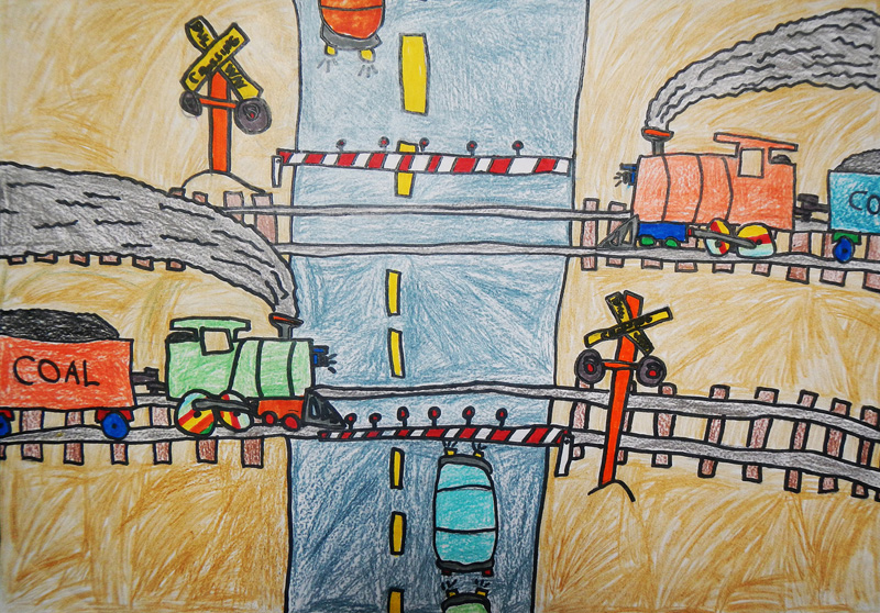 Детская железная дорога нарисовать окружающий