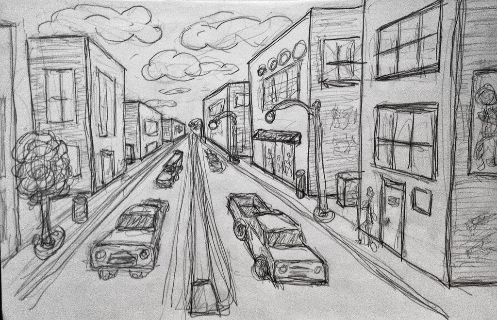 Нарисовать городскую улицу