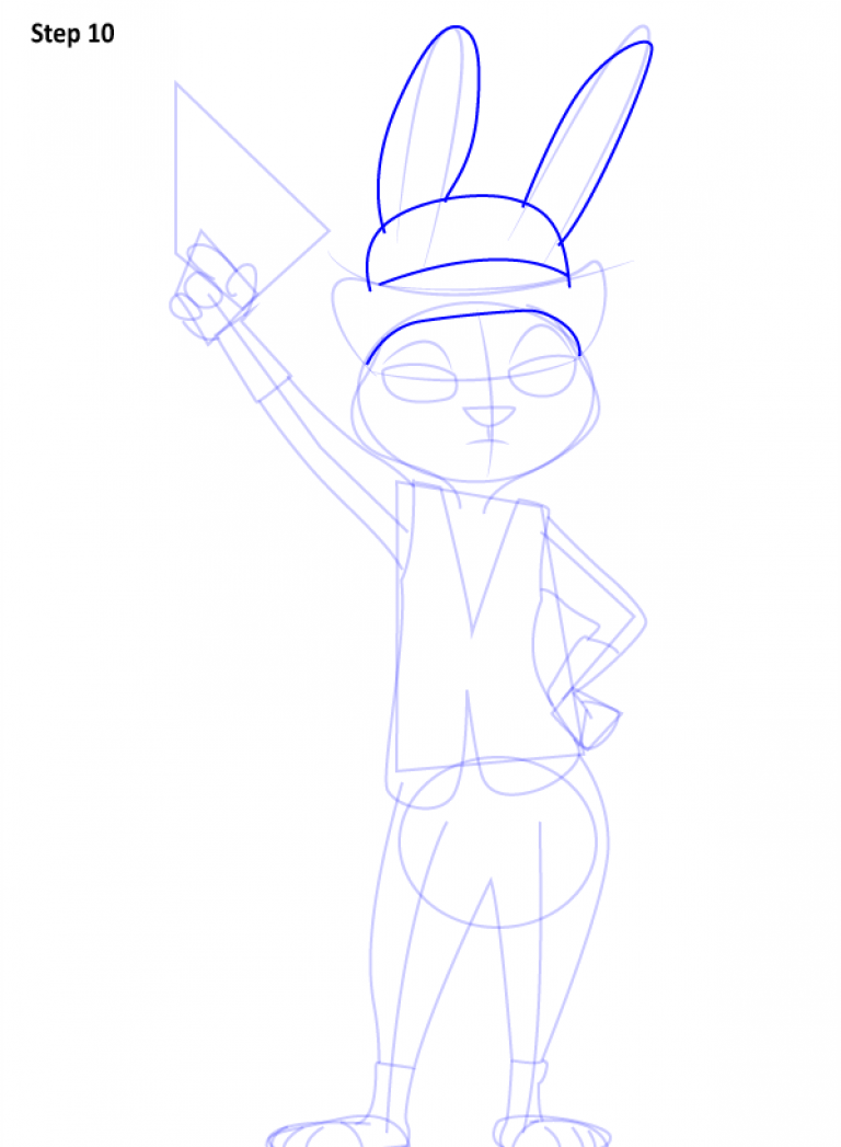 how to draw Judy Hopps from Zootopia step 10