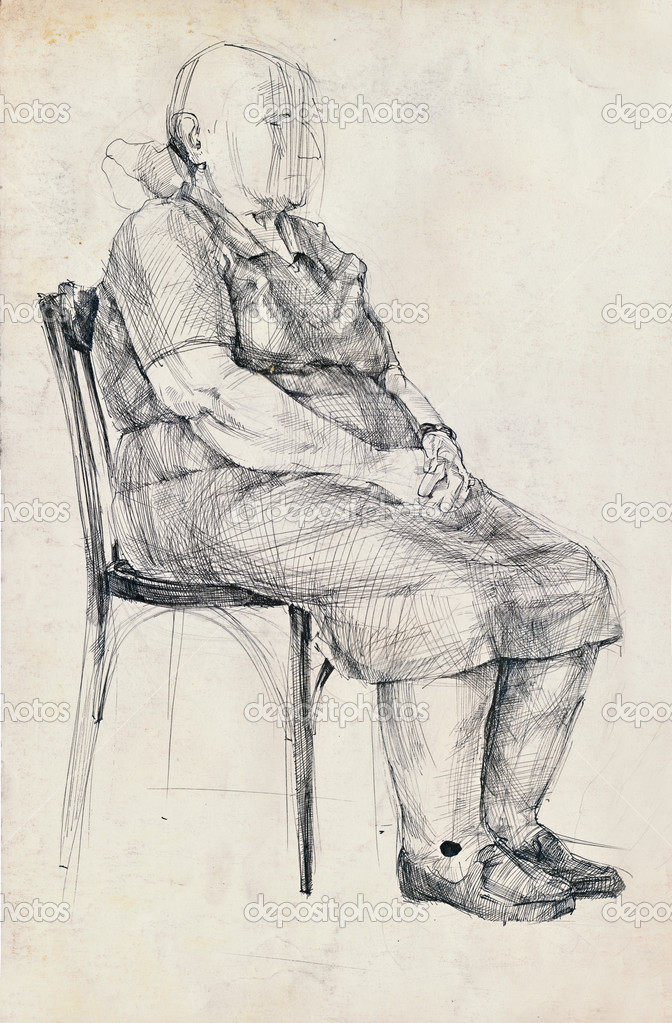 Рисовать человека сидящего на стуле