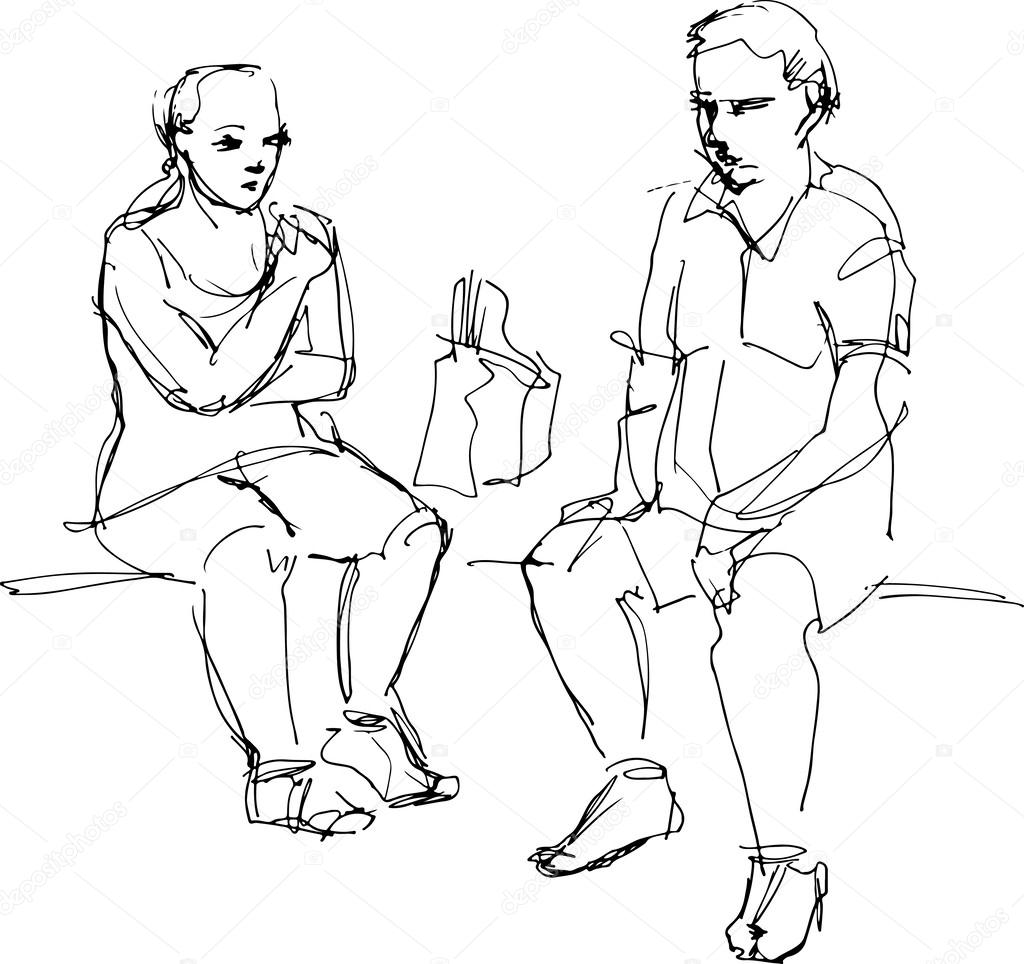 Рисунки людей сидящих на диване