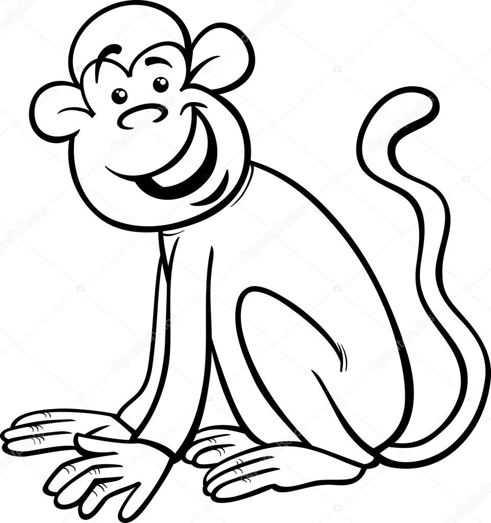 depositphotos 52970543 stock illustration funny monkey cartoon coloring page