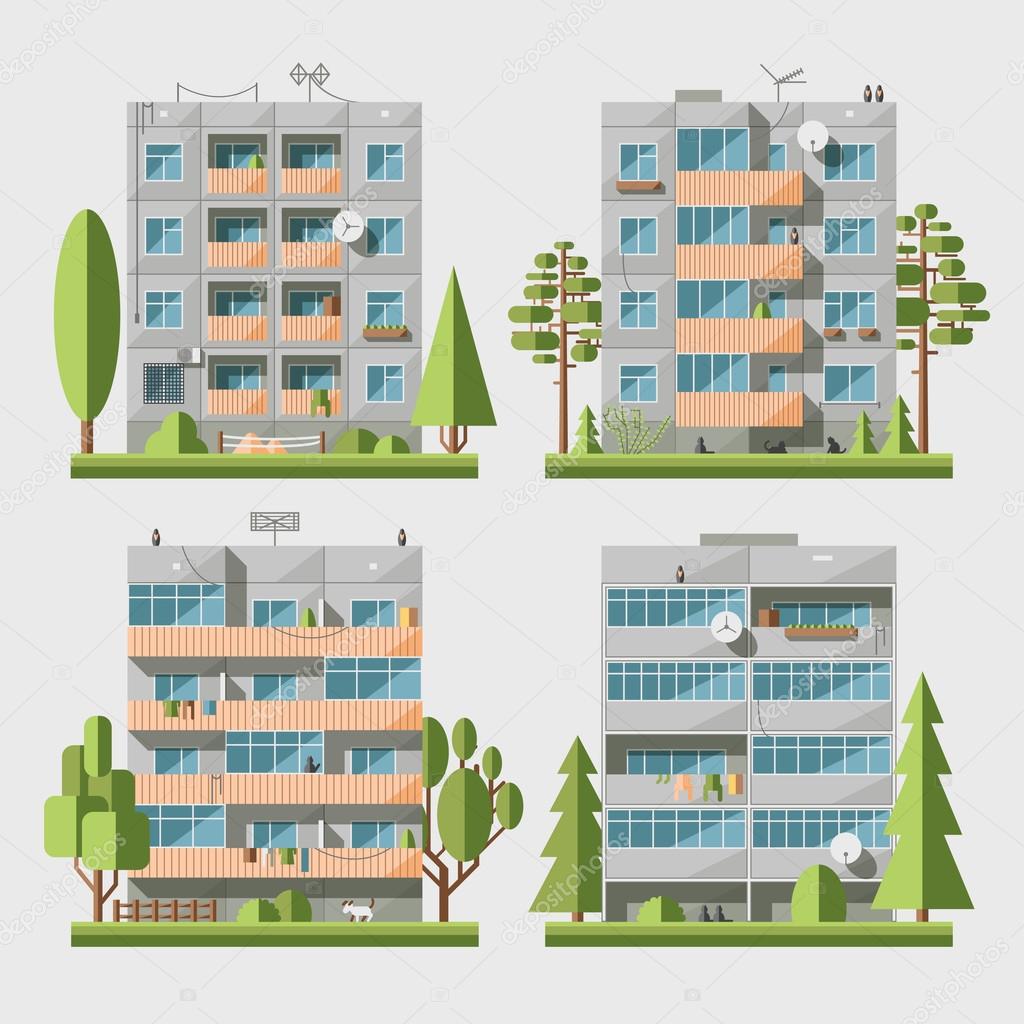 depositphotos 68444351 stock illustration panel houses flat set2