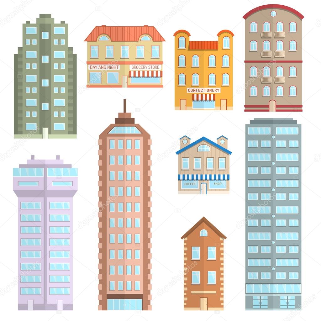 depositphotos 68189805 stock illustration house icons flat set