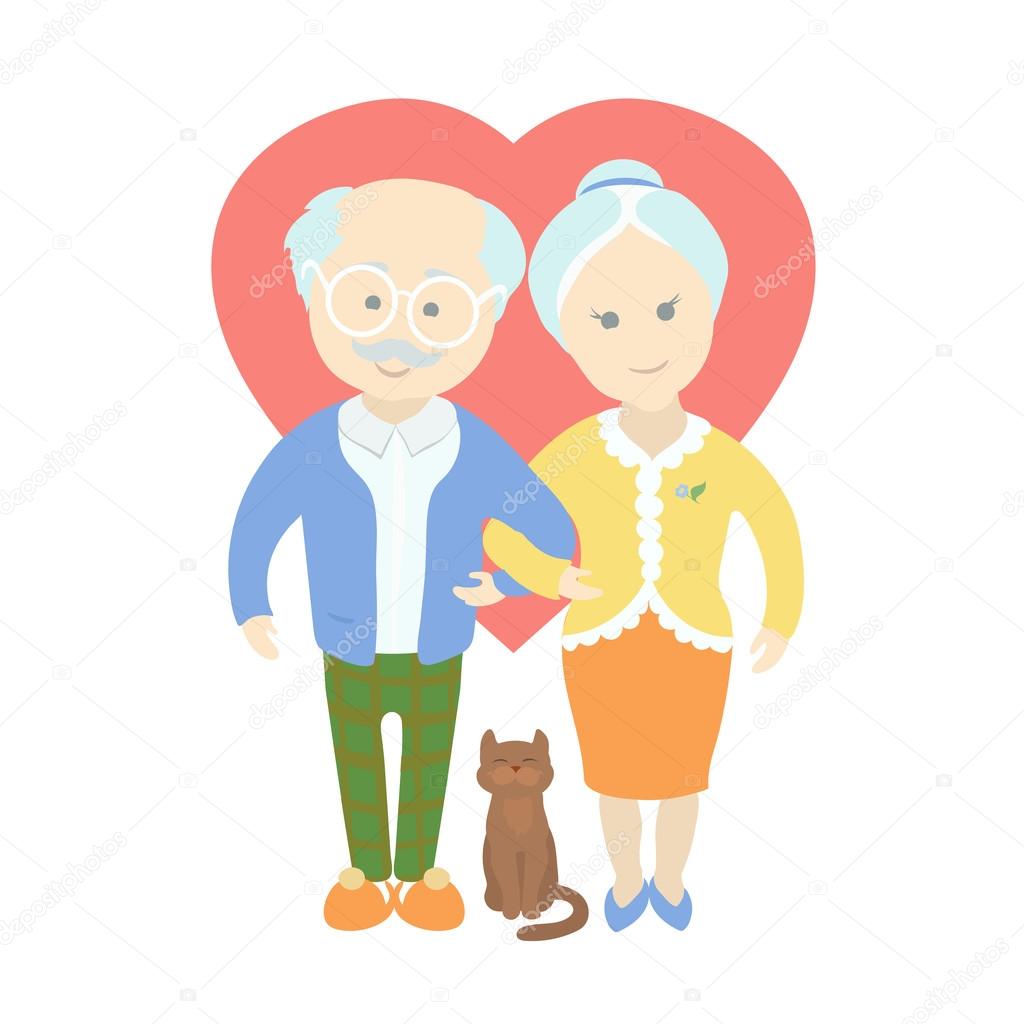 depositphotos 98520596 stock illustration happy cute old couple grandma