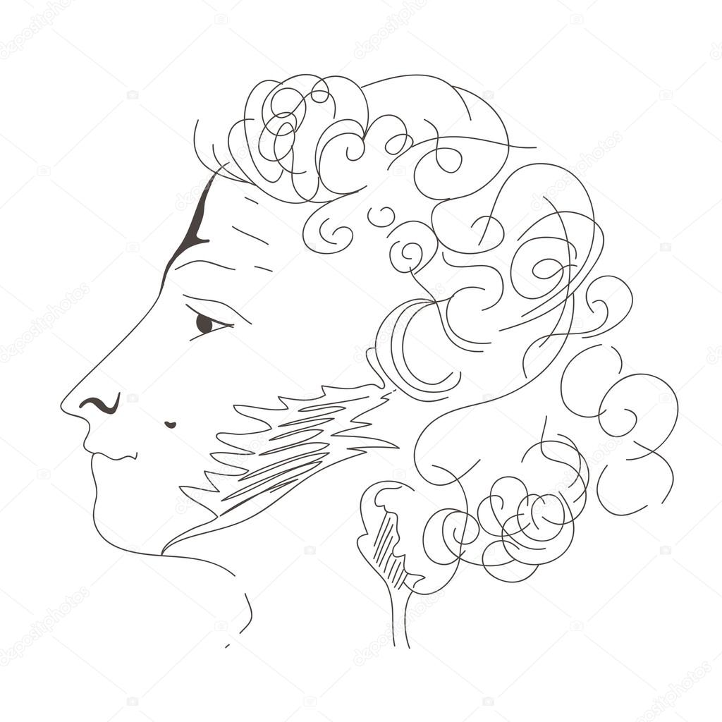 depositphotos 125306224 stock illustration hand drawn profile alexandr pushkin