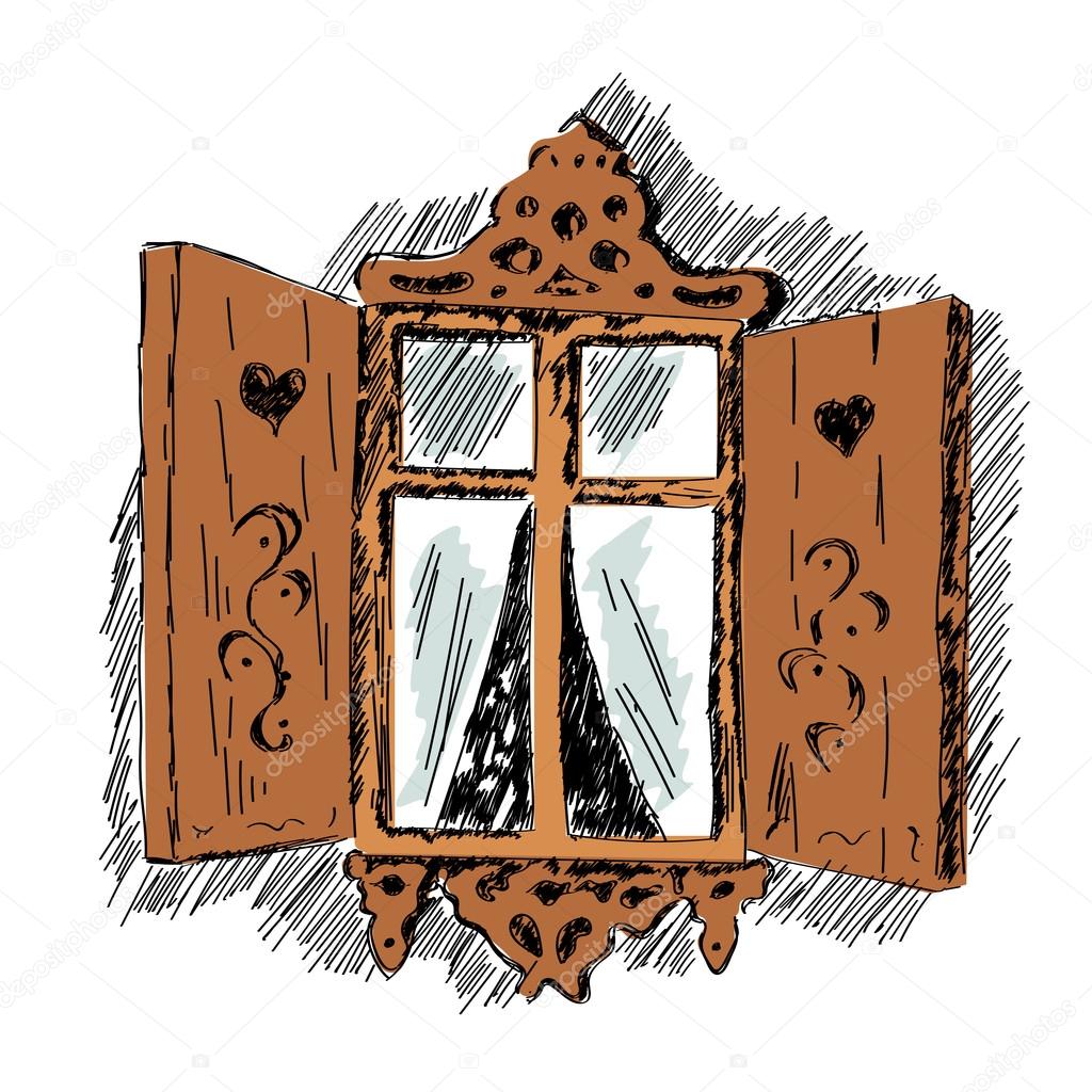 depositphotos 123846062 stock illustration sketch of carved wooden decorative