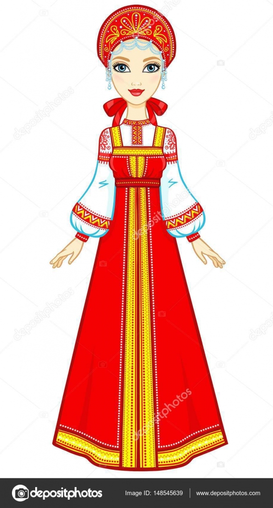 Рисование русский народный костюм для девочек