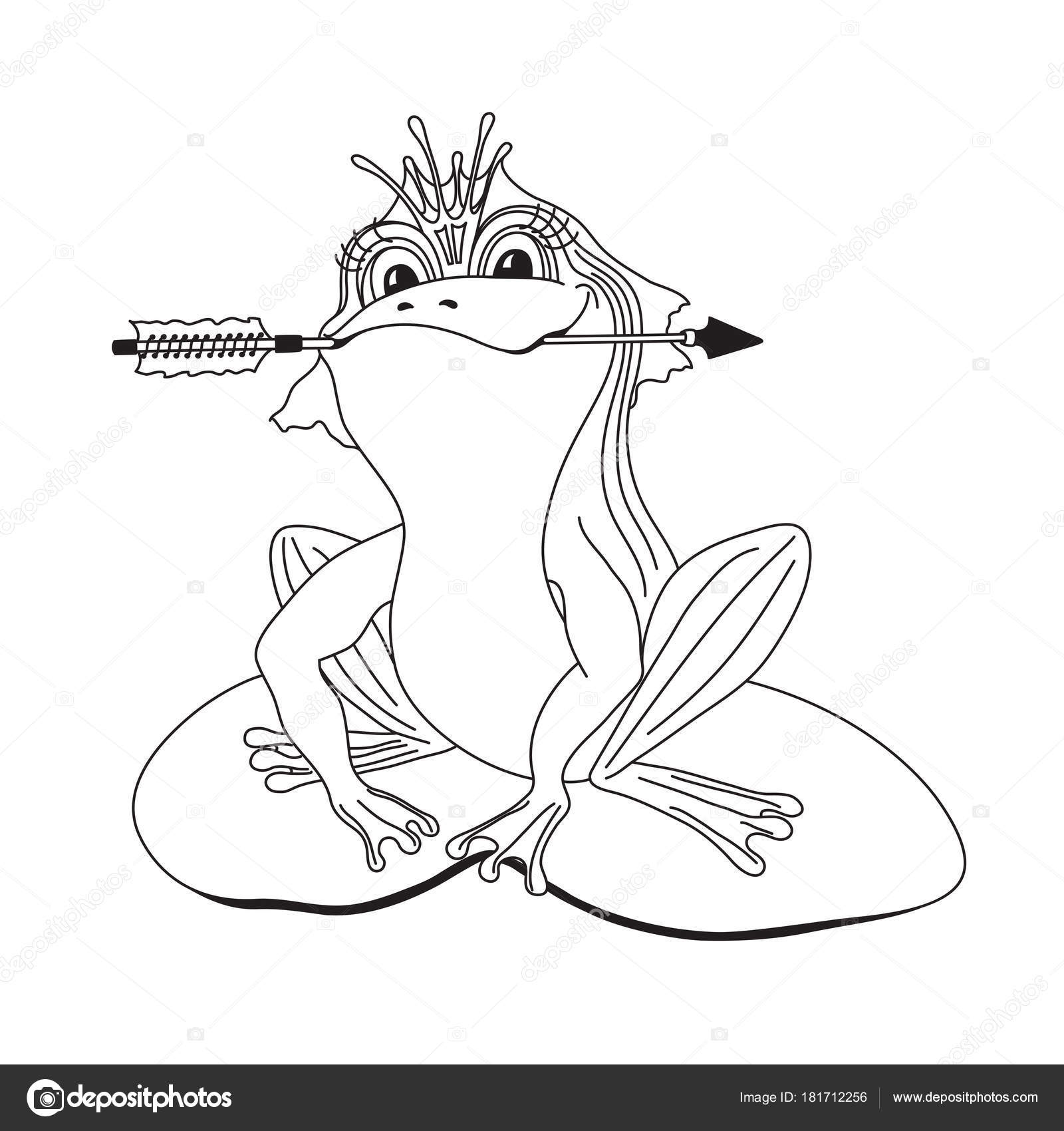 depositphotos 181712256 stock illustration frog princess arrow sit water