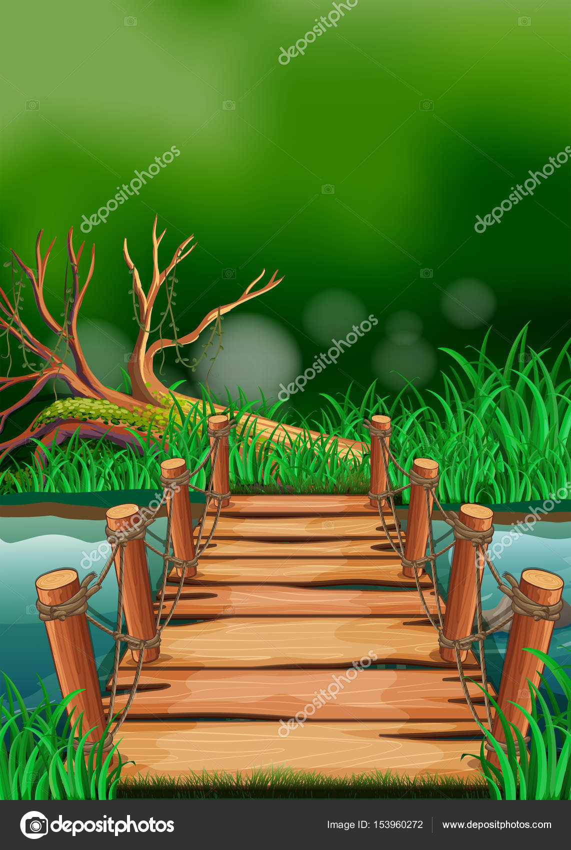 depositphotos 153960272 stock illustration scene with bridge across the