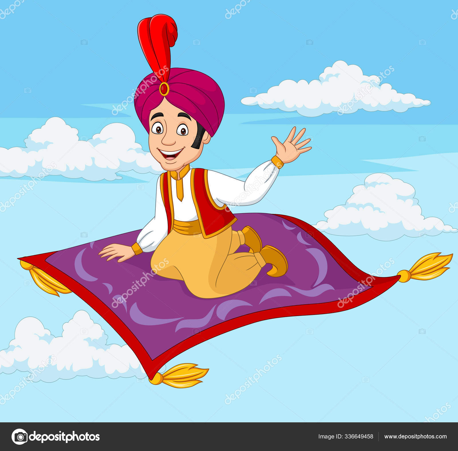 depositphotos 336649458 stock illustration vector illustration cartoon aladdin travelling