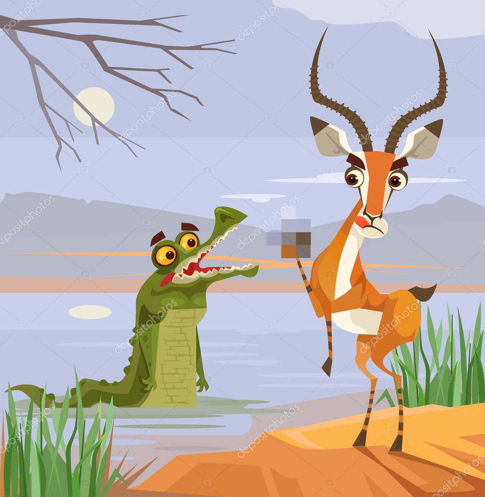 depositphotos 154006008 stock illustration predator crocodile and victim antelope