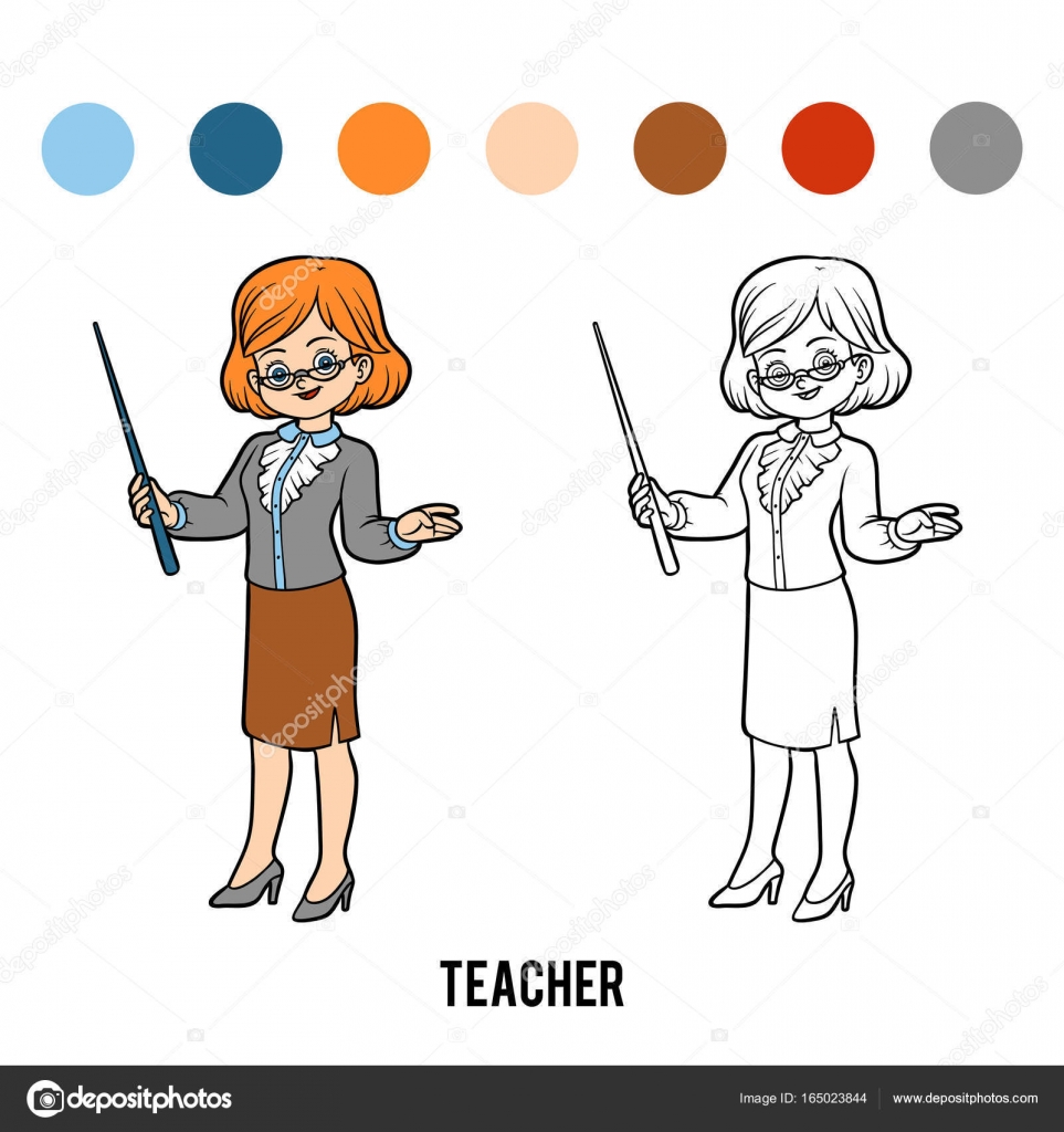 Раскраска с образцом учитель для детей