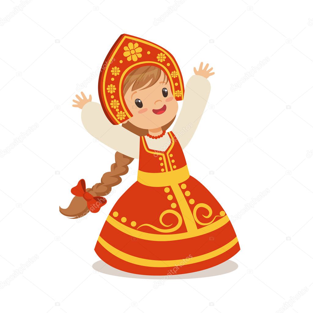 depositphotos 161458252 stock illustration cute girl wearing red sarafan