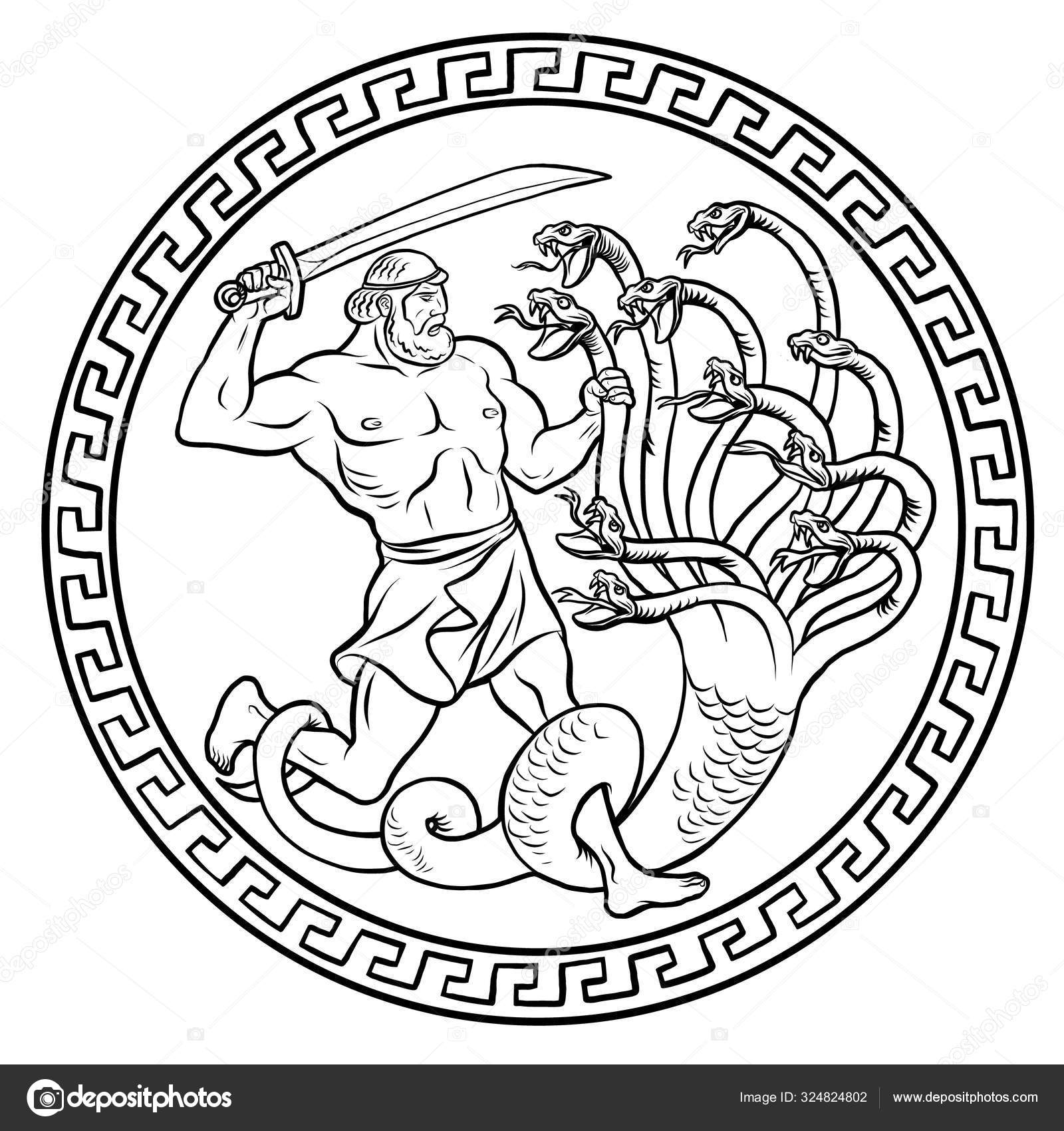 depositphotos 324824802 stock illustration lernaean hydra 12 labours of