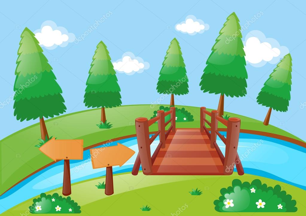 depositphotos 128565210 stock illustration scene with trees and river
