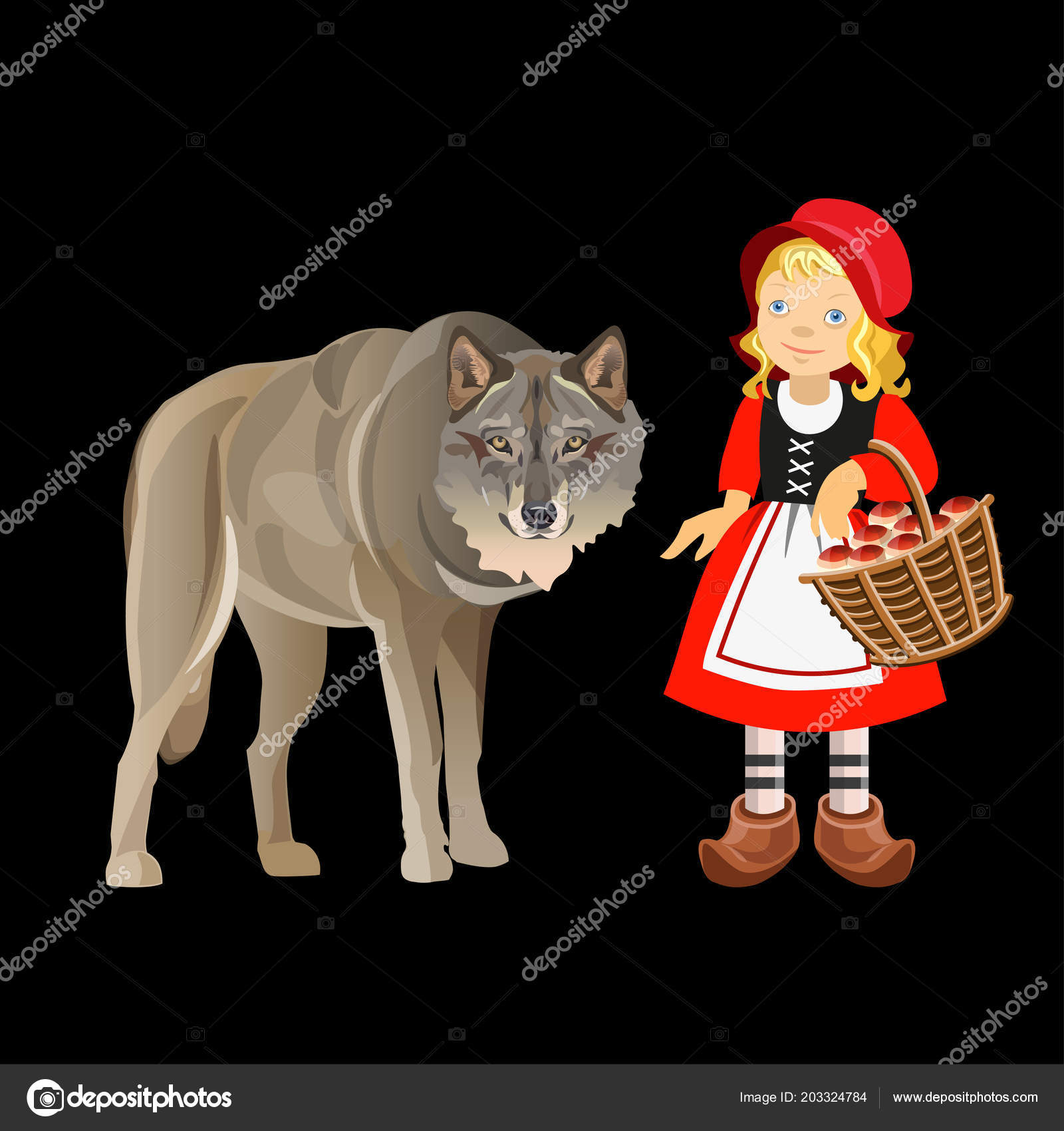 Красная шапочка и волк рисунок