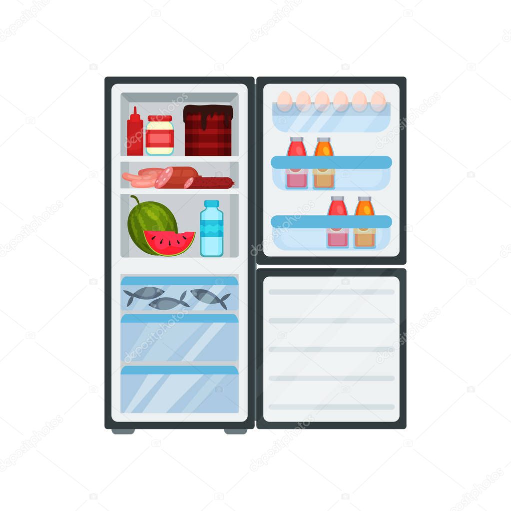 Холодильник с едой вырезать