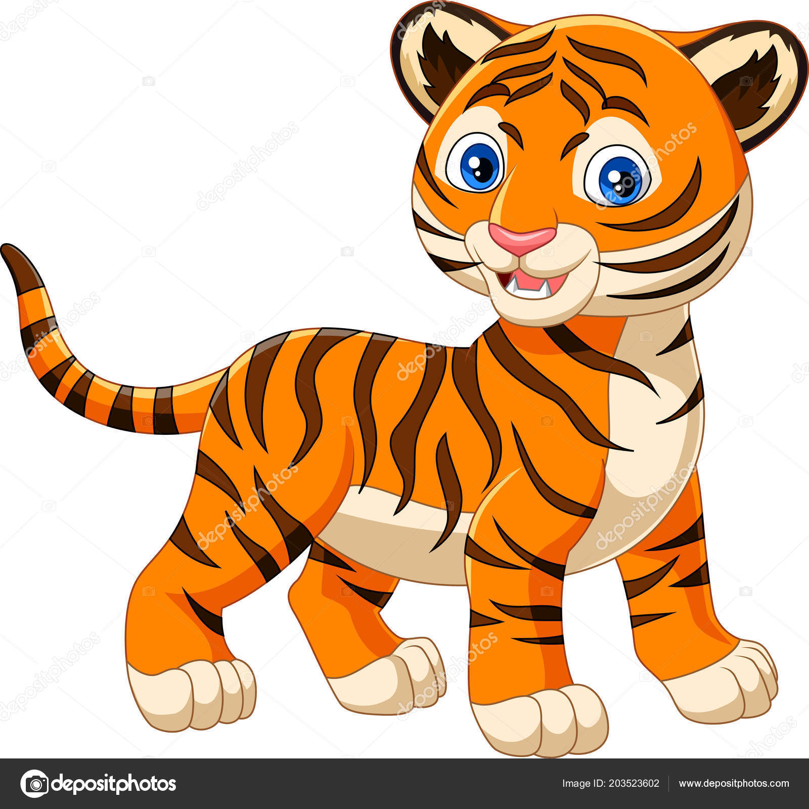 depositphotos 203523602 stock illustration cartoon baby tiger isolated white