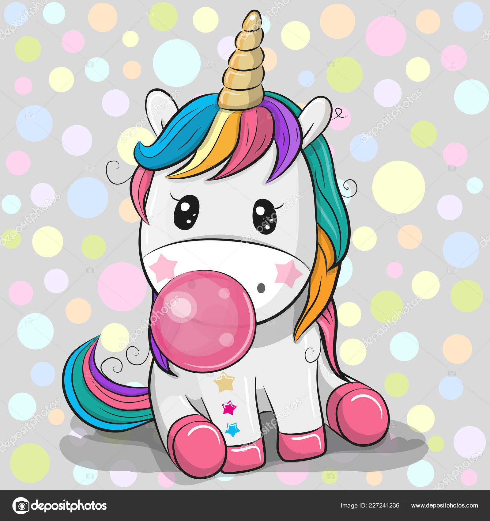 depositphotos 227241236 stock illustration cute cartoon unicorn pink bubble