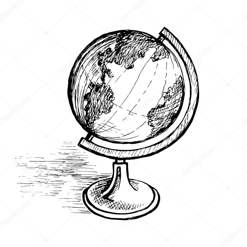 depositphotos 246551038 stock illustration globe on a sketch stand