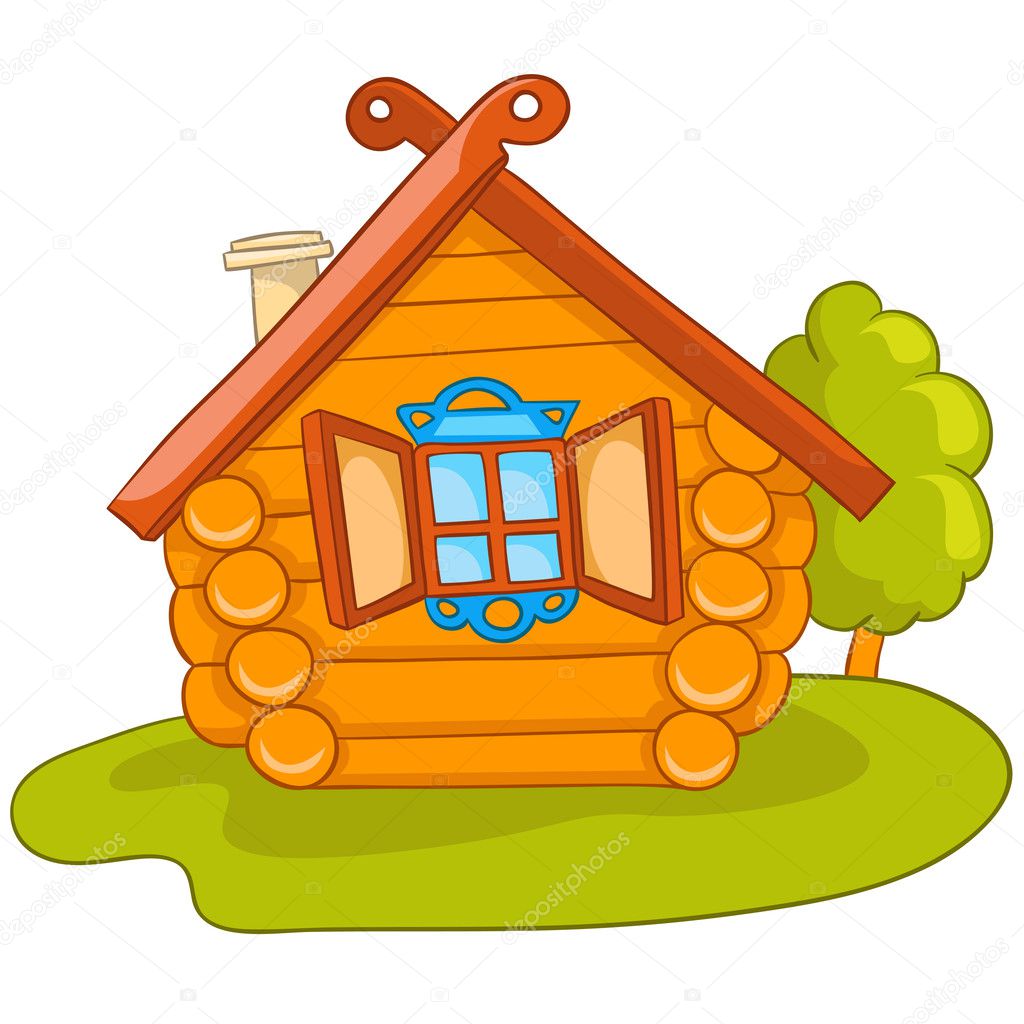 Деревянный дом отрисовка для детей