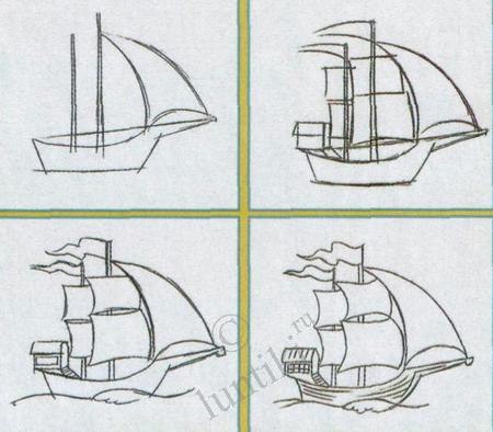 Рисуем корабль поэтапно
