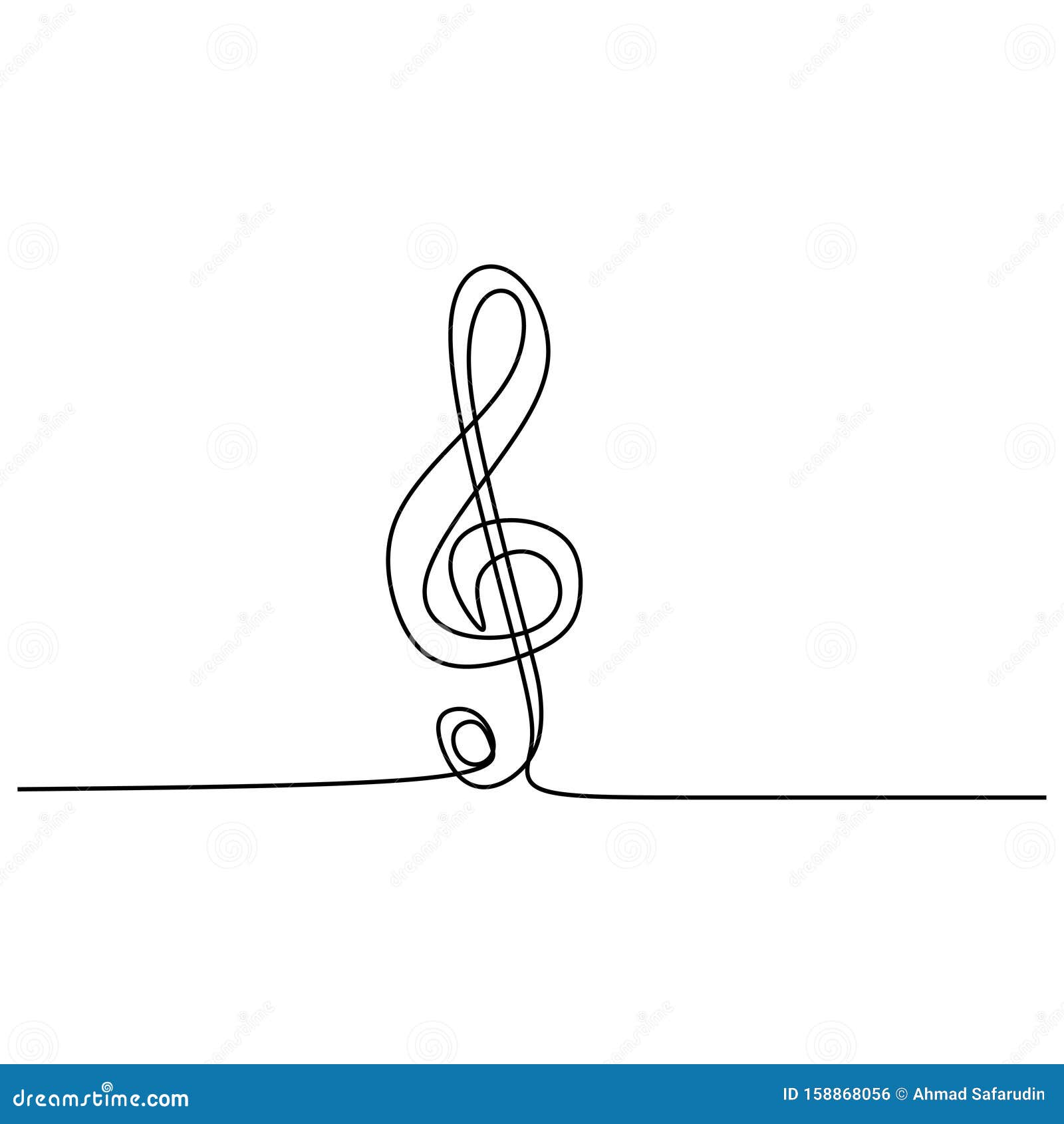 Музыкальный ключ рисунок одной линией