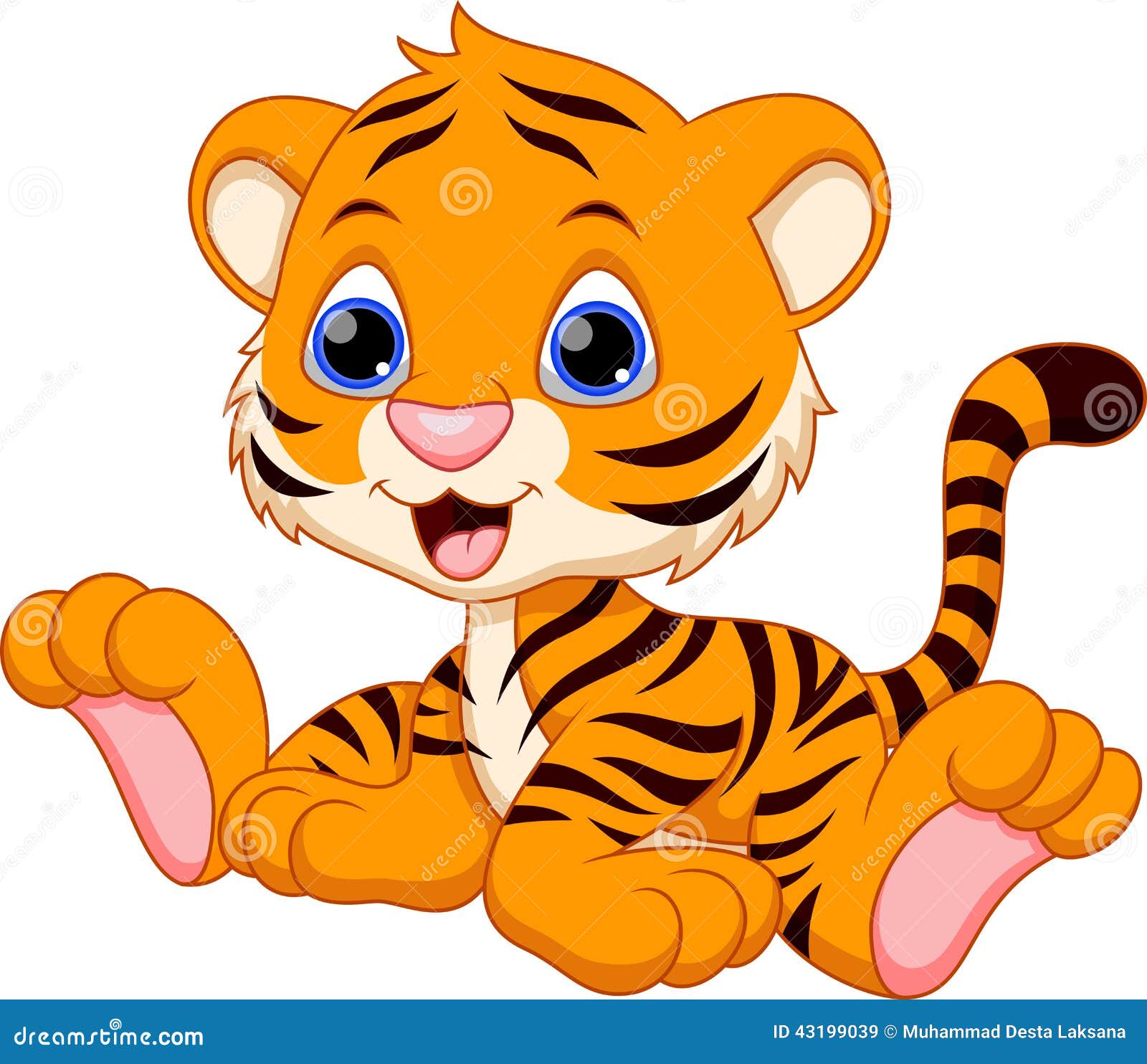 cute baby tiger cartoon white background 43199039