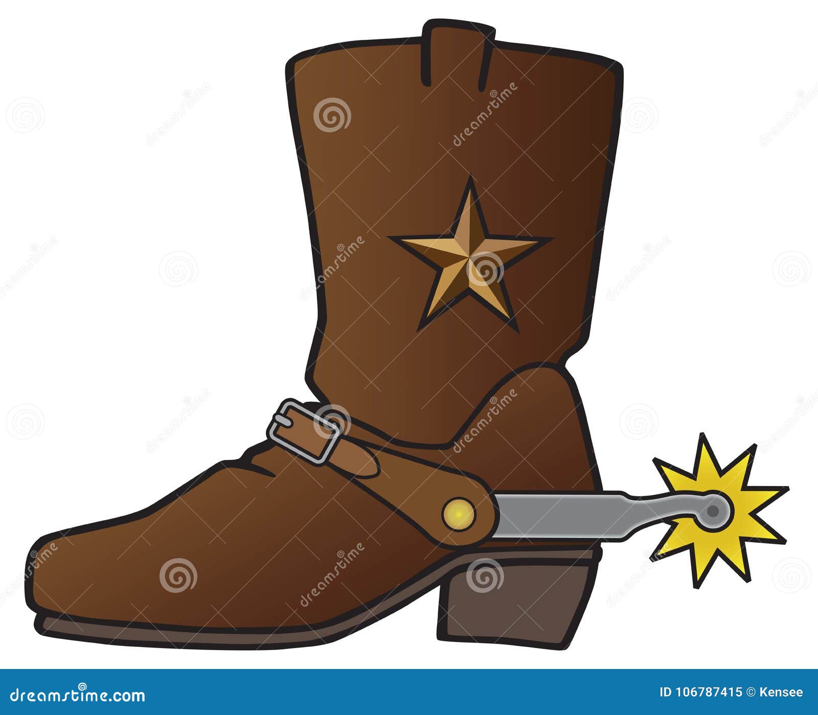 leather cowboy boot metal star decoration has spur attached cowboy boot spur 106787415