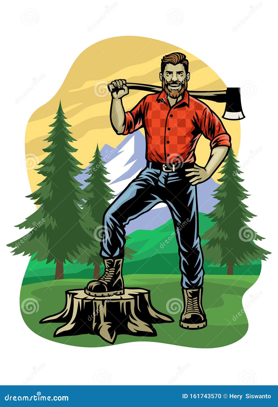 lumberjack pose logging forest 161743570