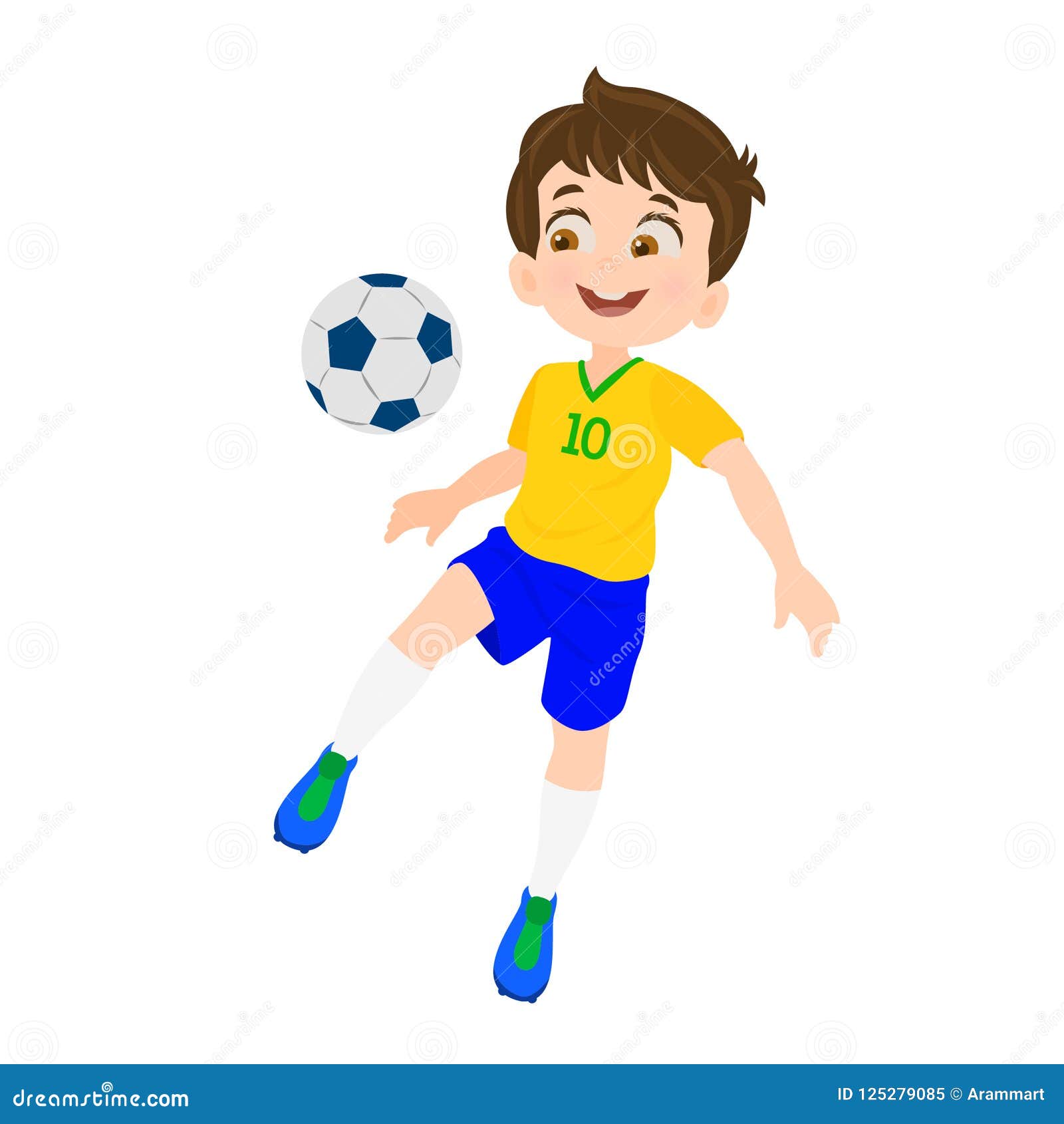 Мальчик играющий в футбол на прозрачном фоне