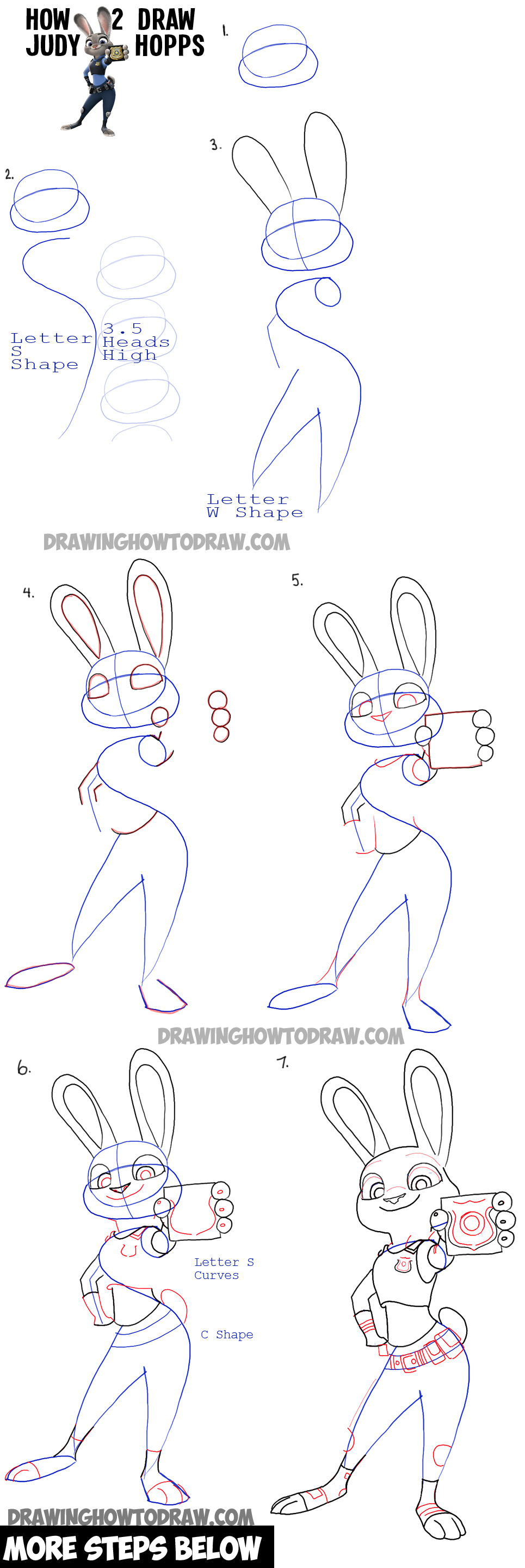 howtodraw judy hopps1 stepbystepdrawingtutorial