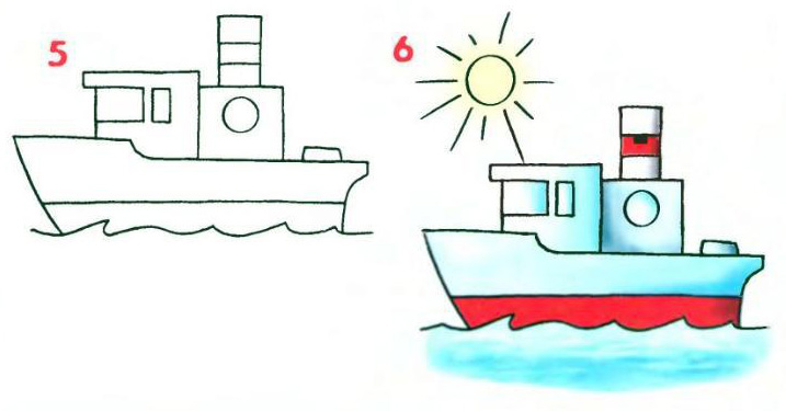 Теплоход рисунок 1 класс окружающий мир