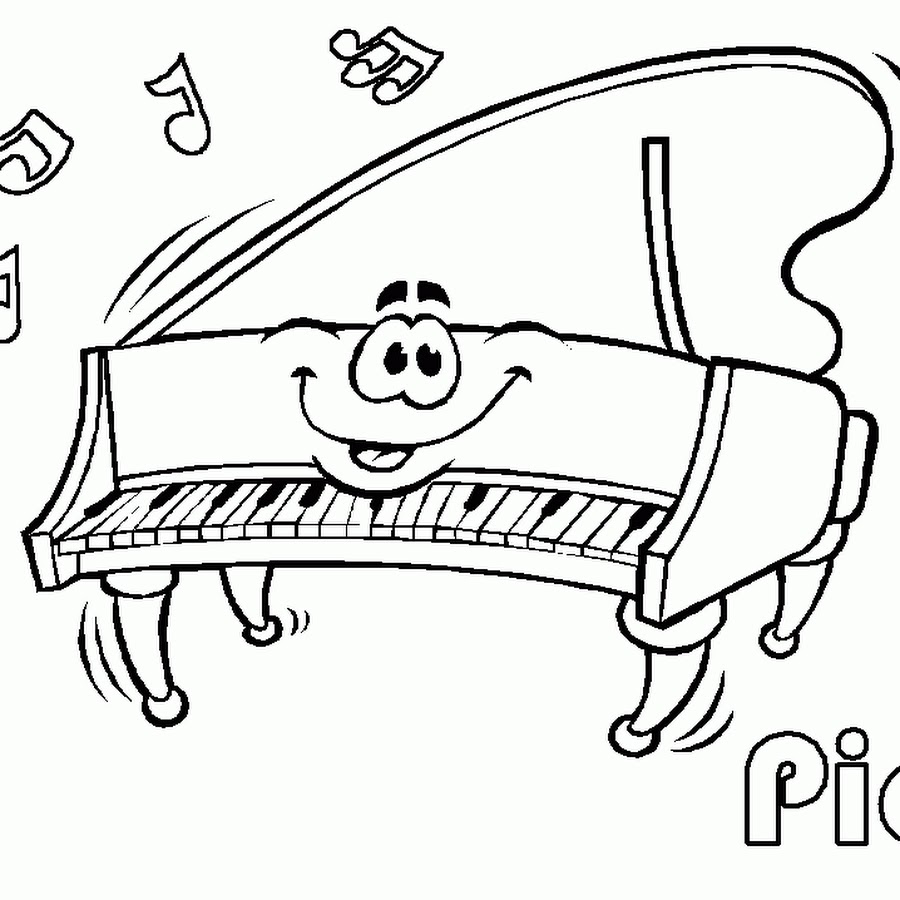 Пианино раскраска для детей