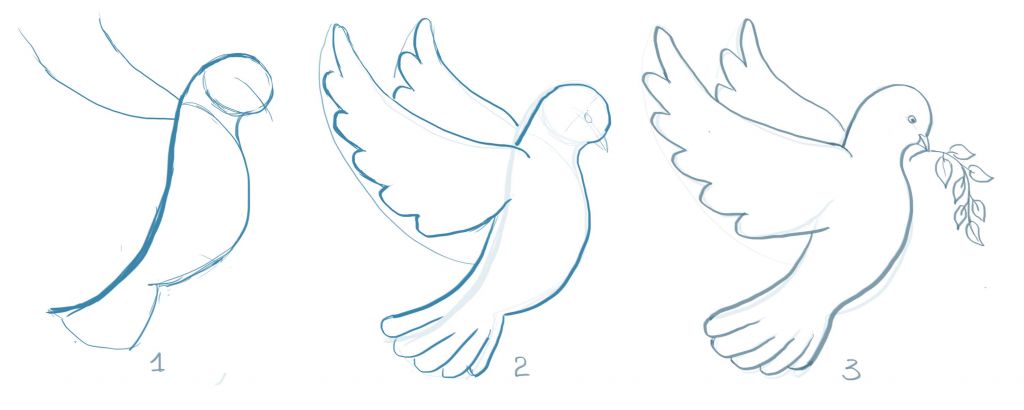 Как рисовать голубя на 9 мая легко