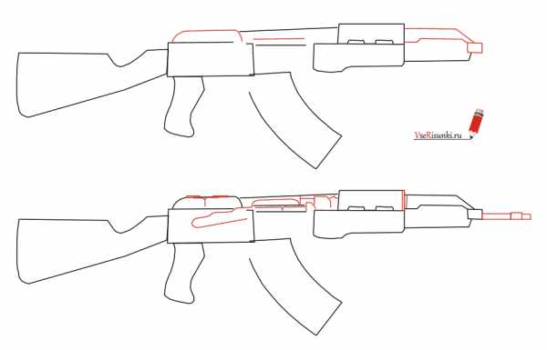 Рисунок автомата карандашом поэтапно